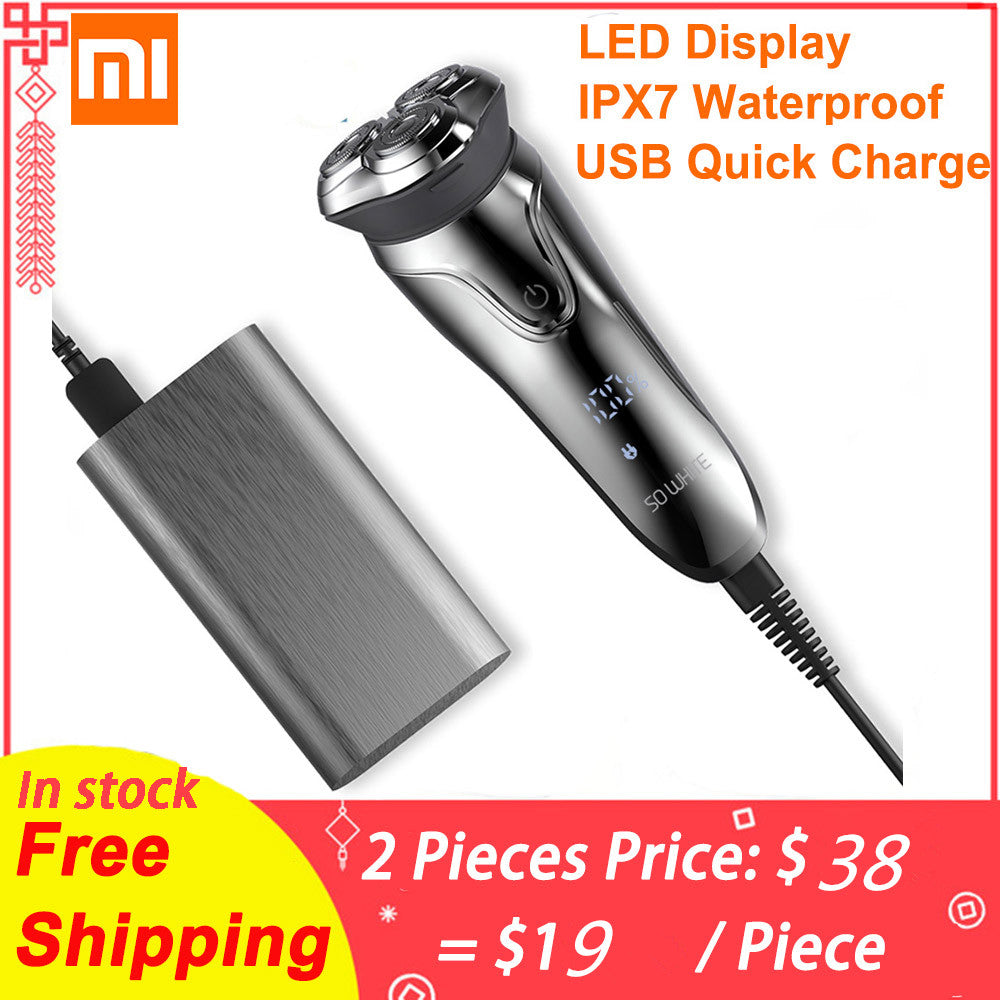 XIAOMI Soocas SO WHITE ES3 3D Smart Electric Shaver USB 3 Head Electric Razor Shaver LED Display Beard Trimmer Shaving Machine