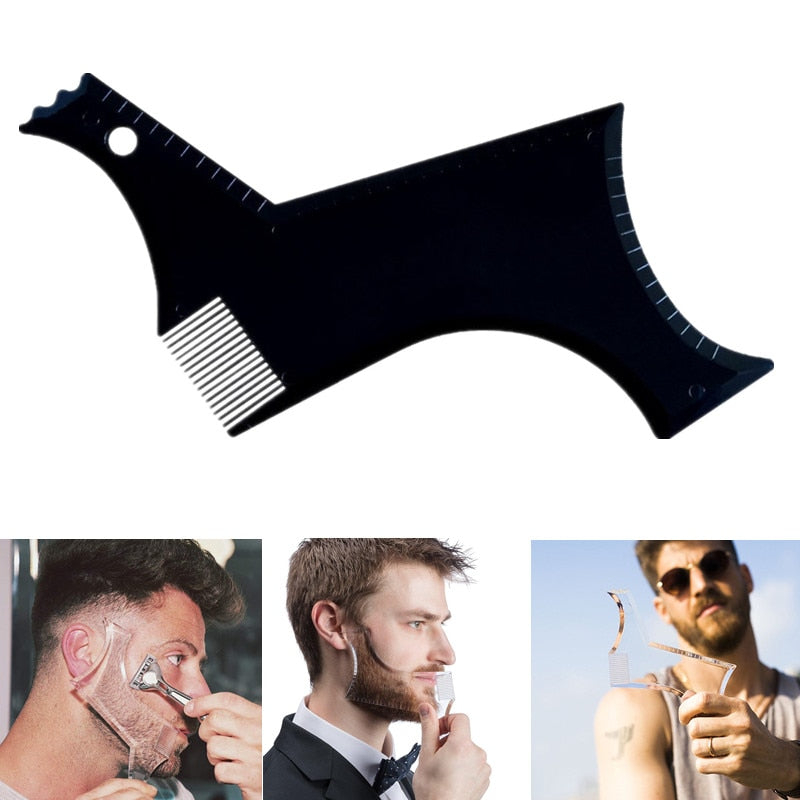 Perfect Beard Comb for Men's Face Care Transparent Black Stencil Comb Shaper for Beard Styling Beard Shaping Tool Liner Template
