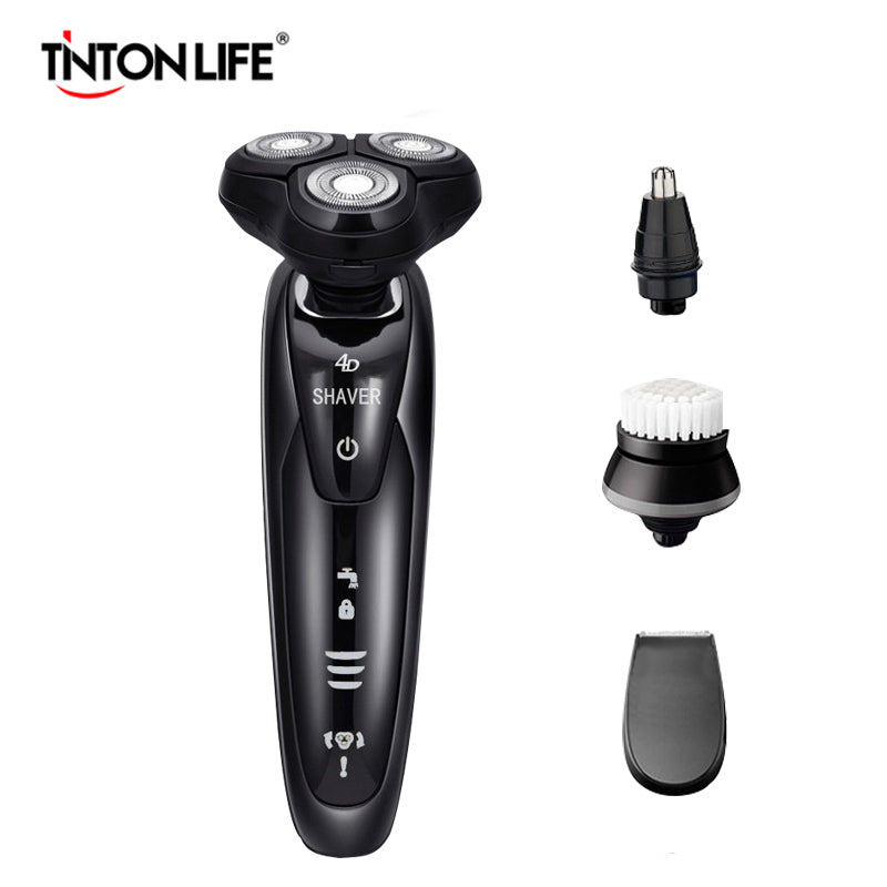 TINTON LIFE Men's 4D Electric Shaver 4 IN 1 Beard Trimmer Rechargeable Razor for Men Shaving Machine Face Care Electric Shaver