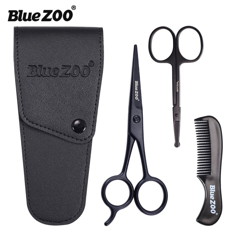 3pcs/set Beard Care Set Professional Hair Scissors and Comb Set for Men Hair Scissor Moustache Beard Trimming Grooming Scissors