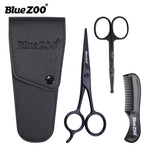 3pcs/set Beard Care Set Professional Hair Scissors and Comb Set for Men Hair Scissor Moustache Beard Trimming Grooming Scissors