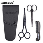 3pcs/set Beard Care Set Professional Hair Scissors and Comb Set for Men Hair Scissor Moustache Beard Trimming Grooming Scissors
