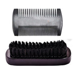 100% Natural Boar Bristle Brush & Beard Comb Set for Men Handmade Pear Wood Comb for Beard Care Mustache Styling Grooming Kit